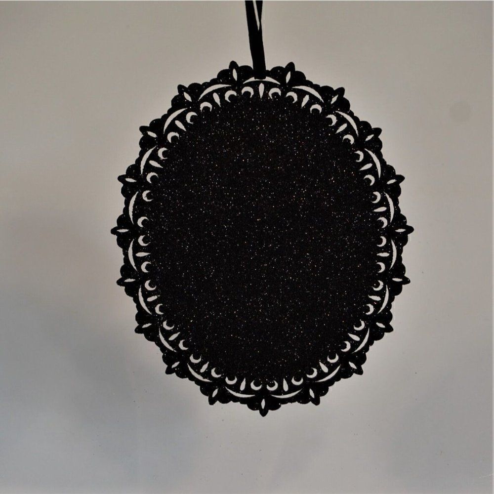 Holiday Halloween Christmas Ornament Black Laser Cut Metallic Shimmer 4.75"